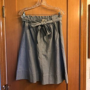 Madewell Faded Denim Elastic Midi Skirt Sz Large
